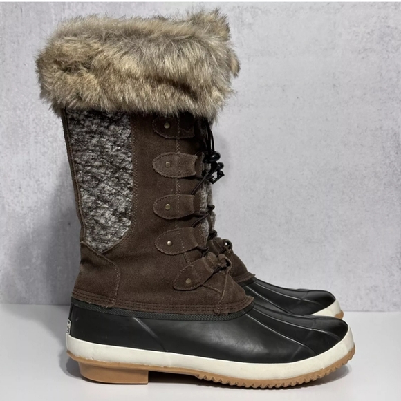 BEARPAW 🐻Womens Suede Earth Lace Up Rory Faux Fur Collar Boots Waterproof Siz10 - Picture 10 of 11